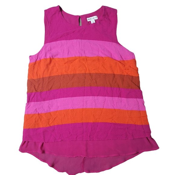 Ava & Viv Tops - Ava & Viv Pink Colorblock Keyhole Back Layered Tank Top Womens Plus Size 1X